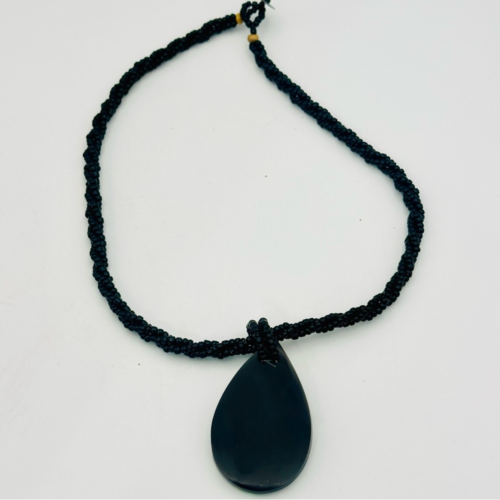 Handmade Onyx and Mother of Pearl Necklace - Picture 10 of 11